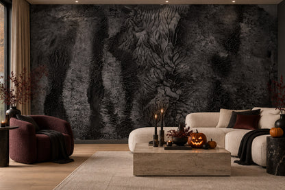 Black Furry Abstract Texture Halloween Wallpaper Mural - image 1