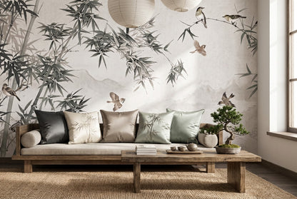 Bamboo Forest Riverscape Ebony Wallpaper Mural - image 6