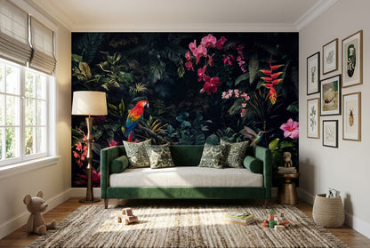 Gothic Plum Dark Jungle Wallpaper Mural room setting