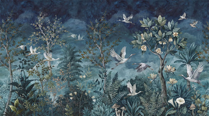 Navy Birds Wallpaper Mural artwork