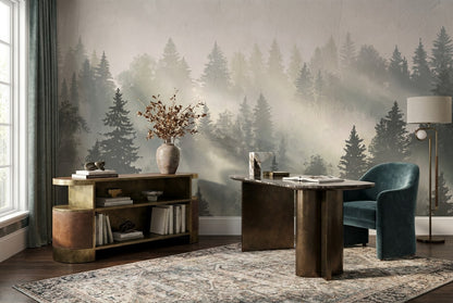 Sunlit Forest Mist Grey Wallpaper Mural - image 4
