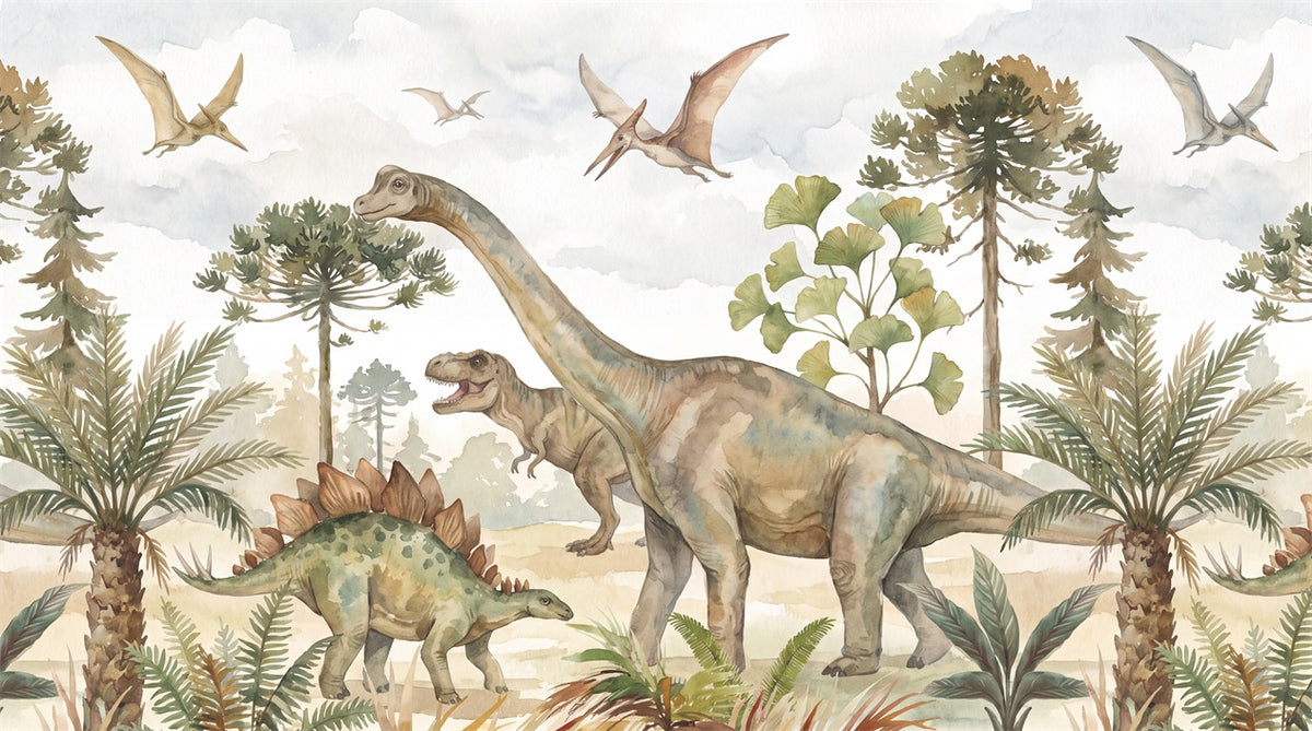 Olive Dinosaur Wallpaper Mural artwork