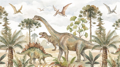 Olive Dinosaur Wallpaper Mural artwork
