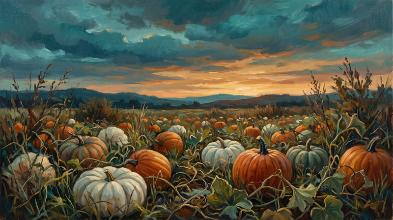 Stormy Pumpkin Field Halloween Wallpaper Mural - image 2