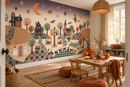 Haunted Village Halloween Wallpaper Mural - image 4