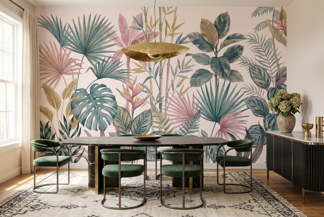 Pastel Leaves Wallpaper Mural view 3