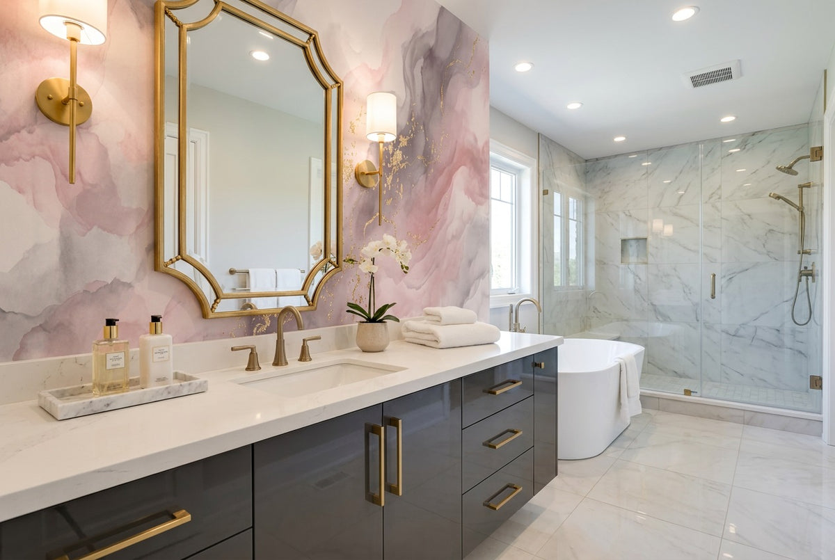 Pink Marble Wallpaper Mural view 3