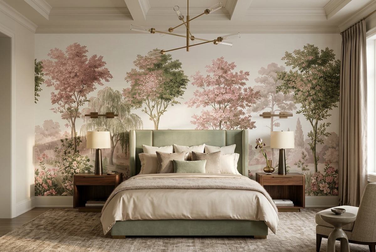 Pink Willow Garden Landscape Wallpaper Mural - 4