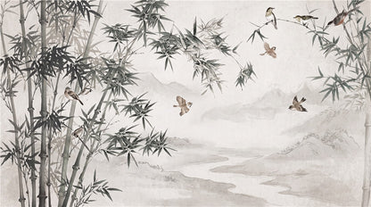 Bamboo Forest Riverscape Ebony Wallpaper Mural - image 2