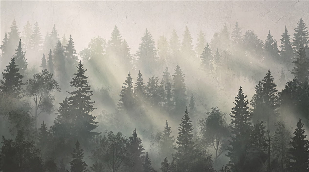 Sunlit Forest Mist Grey Wallpaper Mural - image 5