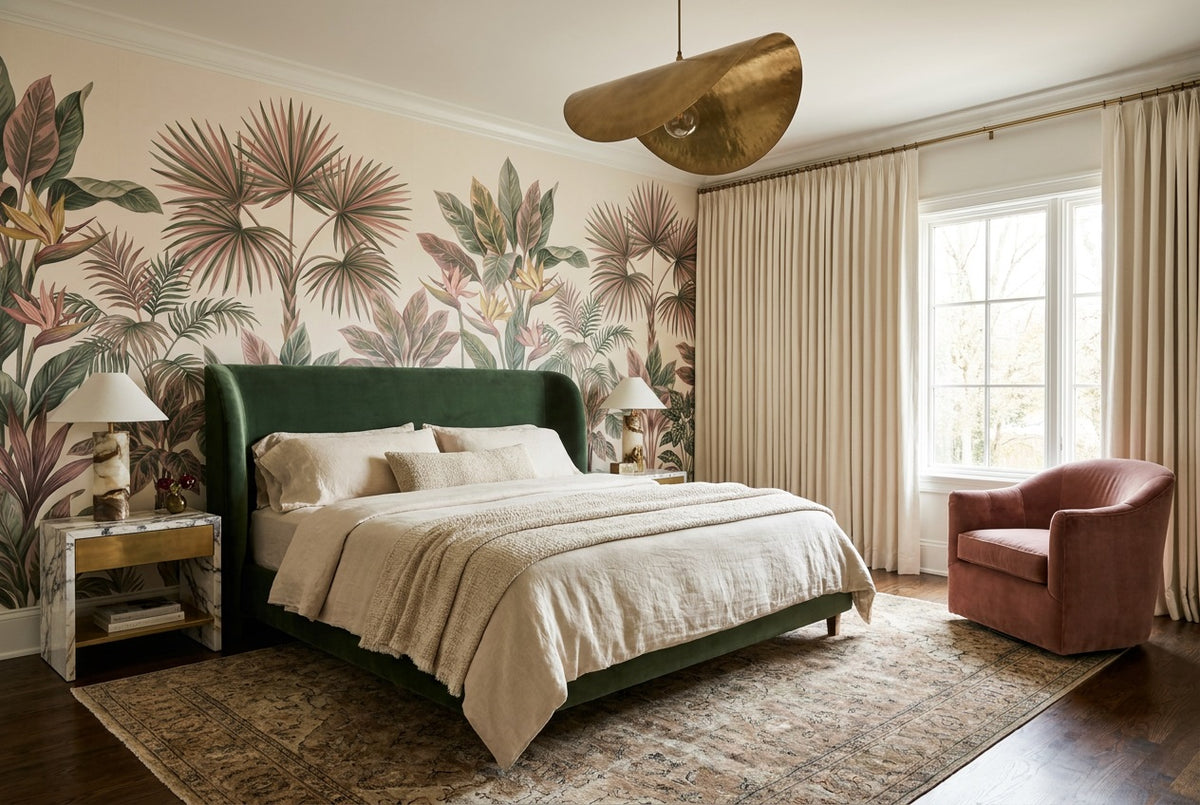 Rose Fan Palms Wallpaper Mural view 5