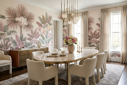 Rose Fan Palms Wallpaper Mural room scene