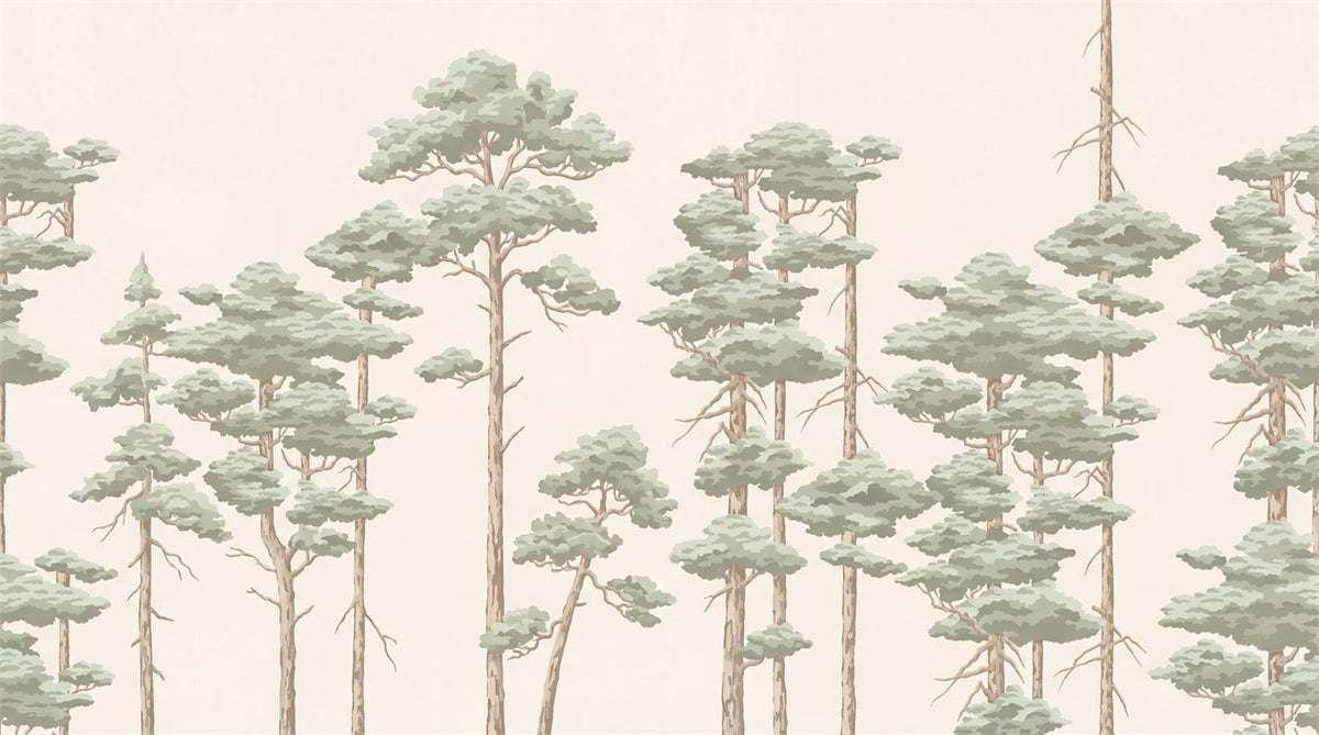Sage Minimal Pine Tree Wallpaper Mural
