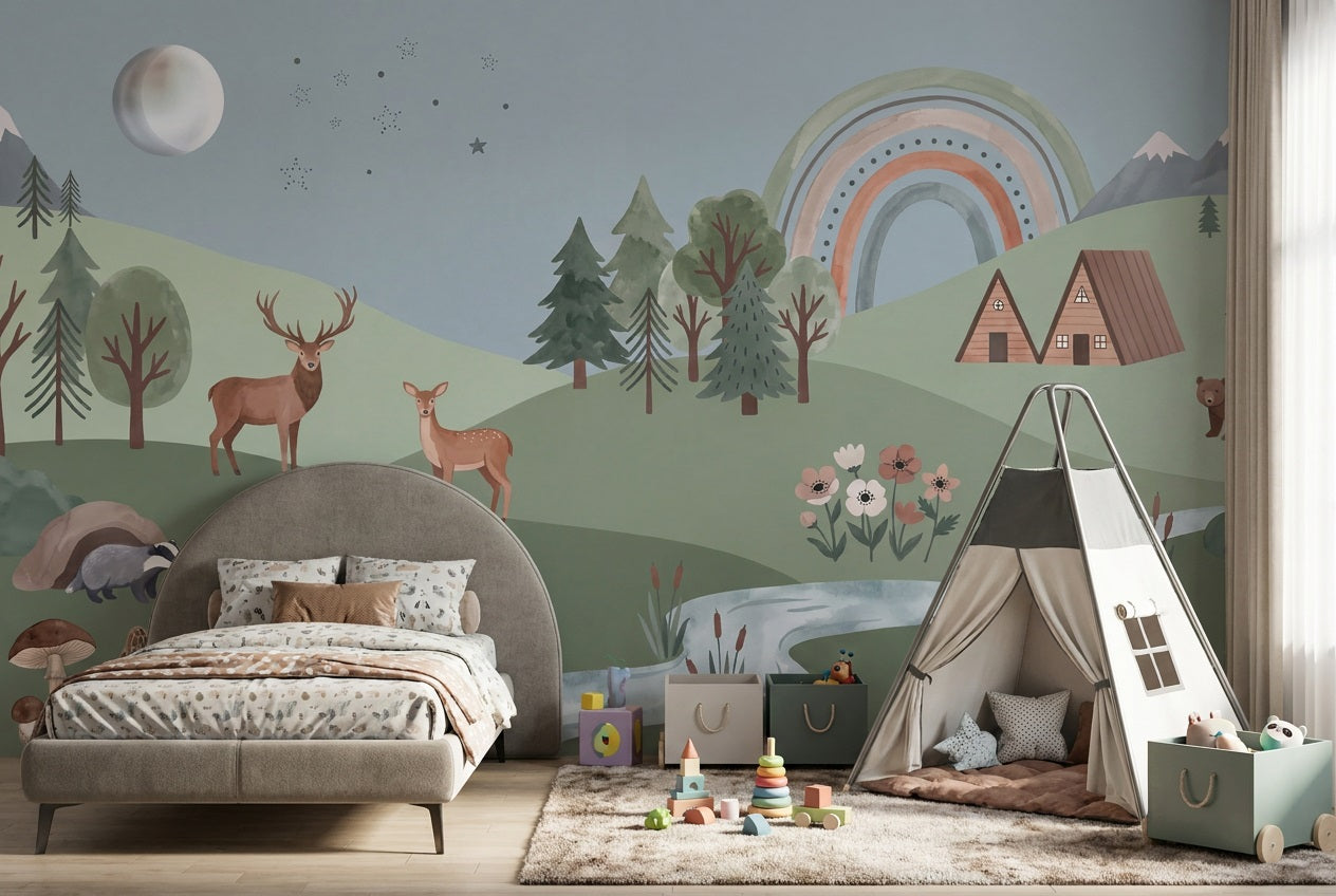 Sage Rainbow Wallpaper Mural view 3