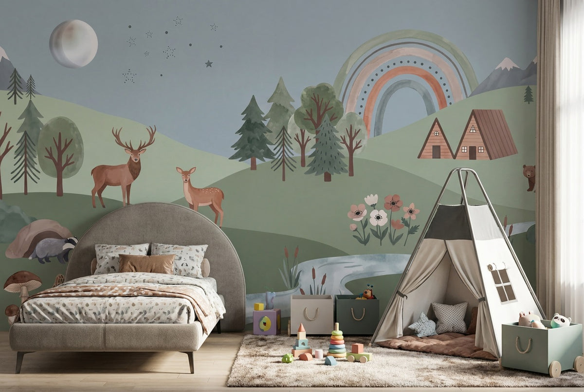 Sage Rainbow Wallpaper Mural view 3