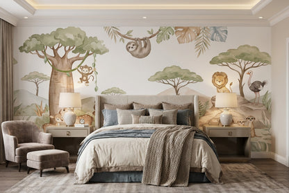 Sage Safari Wallpaper Mural room scene