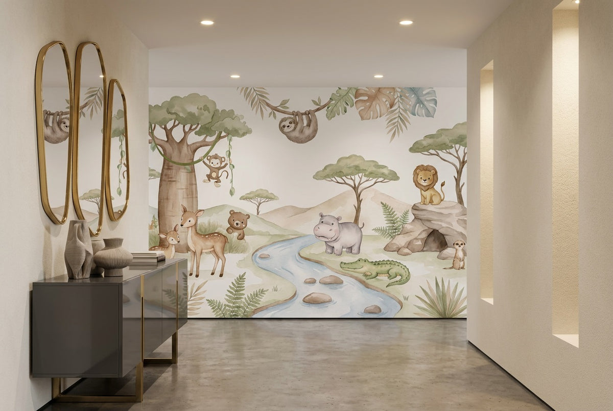 Sage Safari Wallpaper Mural view 3