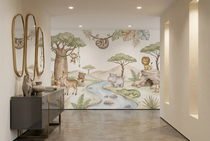 Sage Safari Wallpaper Mural view 3
