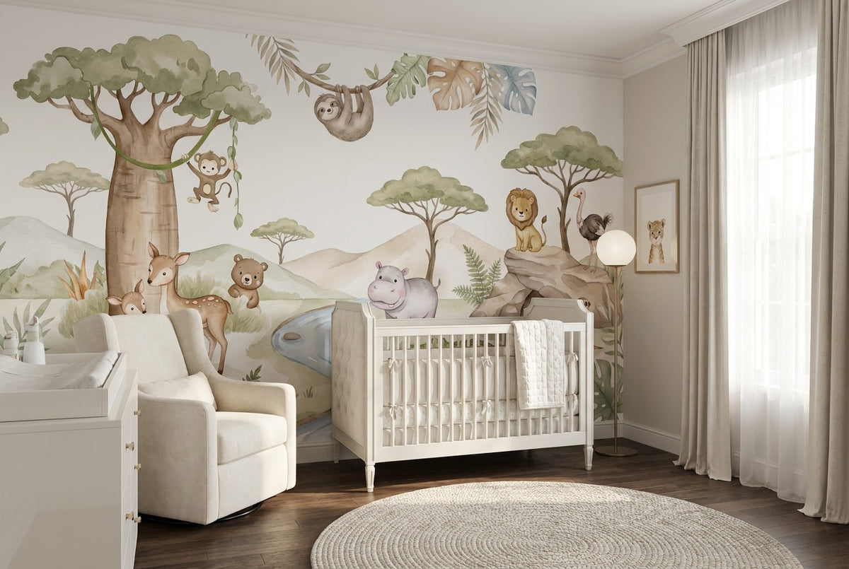 Sage Safari Wallpaper Mural view 5