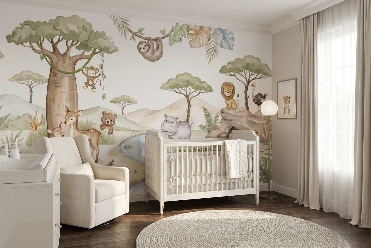 Sage Safari Wallpaper Mural view 5
