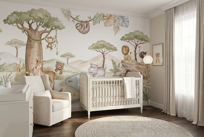 Sage Safari Wallpaper Mural view 5