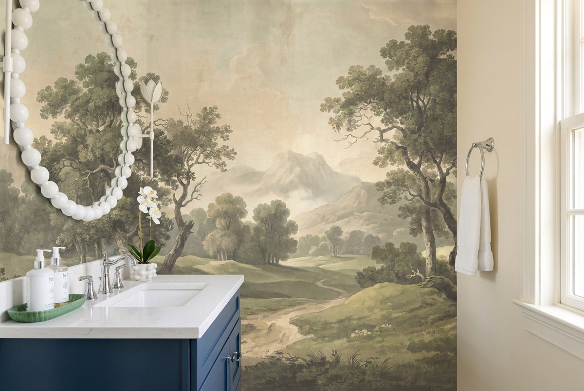 Sage Rolling Hills Forest Wallpaper Mural - 3