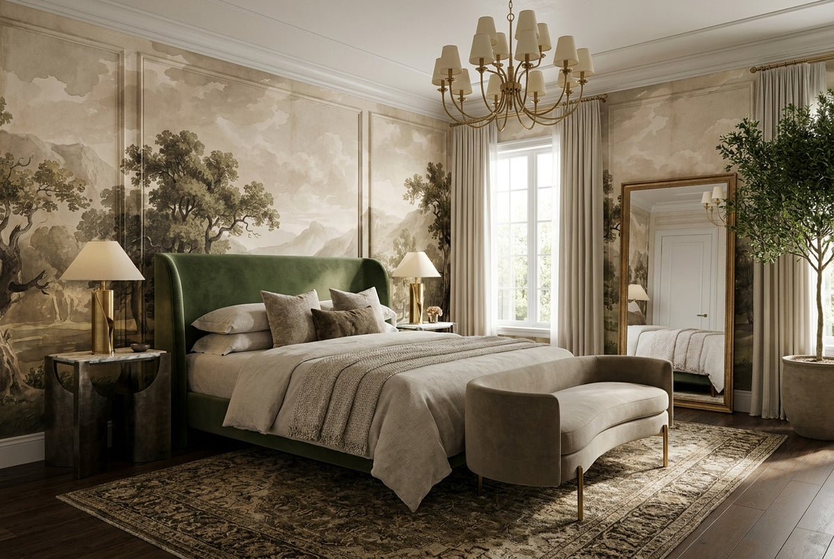 Sepia Mountain Grove Landscape Wallpaper Mural - 5