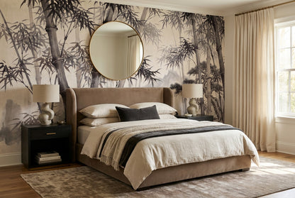 Bamboo Forest Cranes Black Wallpaper Mural - image 5