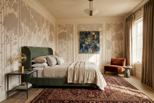 Minimalist Tan Birch Forest Wallpaper Mural interior scene