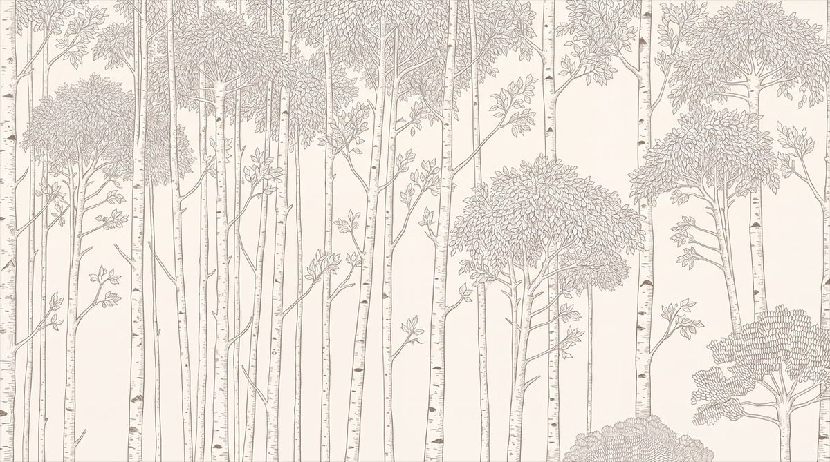 Minimalist Tan Birch Forest Wallpaper Mural complete artwork