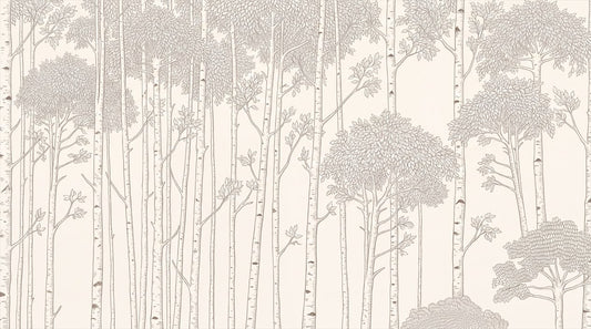 Minimalist Tan Birch Forest Wallpaper Mural complete artwork