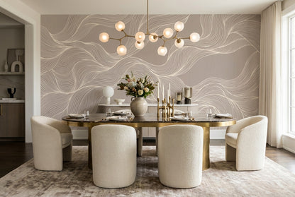 Taupe Lines Wallpaper Mural room scene