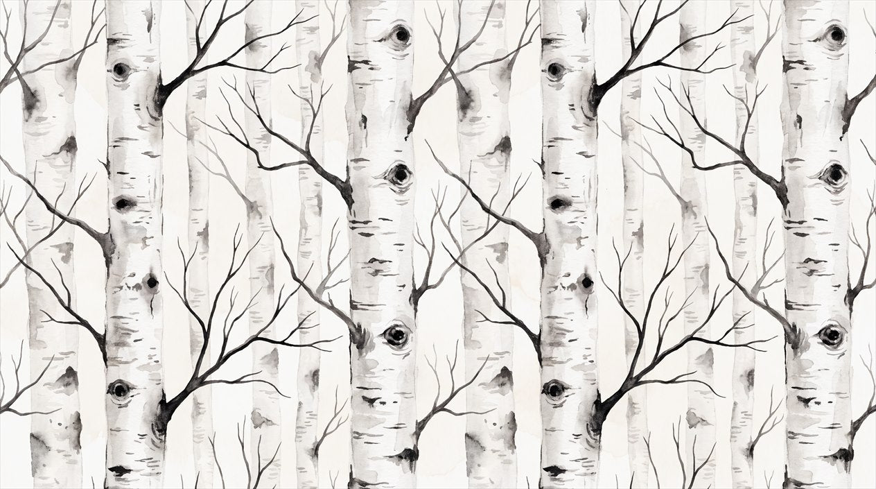 Delicate White Birch Forest Wallpaper Mural complete artwork