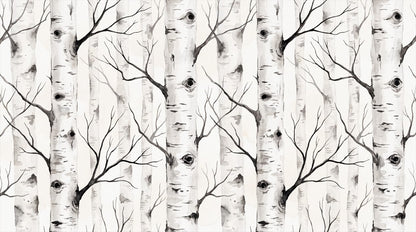Delicate White Birch Forest Wallpaper Mural complete artwork