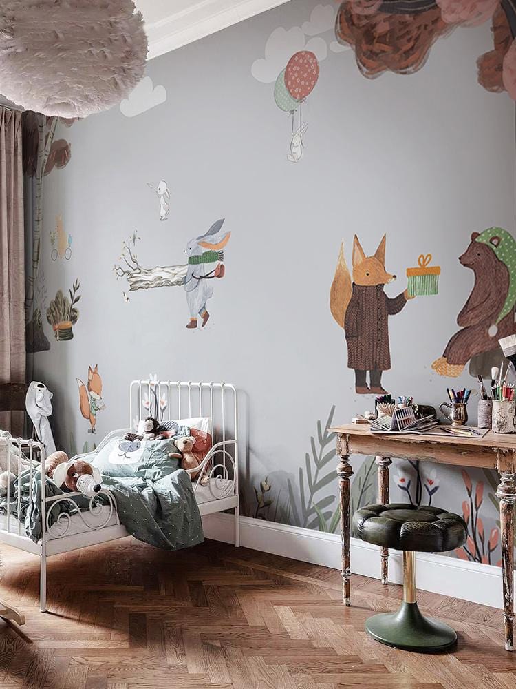 Whimsical Storybook Forest Friends Wallpaper Mural