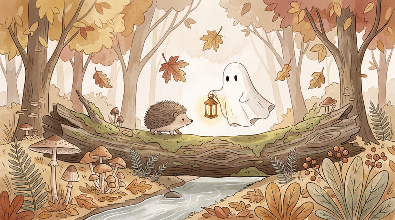 Ghost with Lantern Beside Hedgehog Halloween Wallpaper Mural - image 2