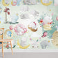 Whimsical Baby Elephant Nursery Mural Wallpaper