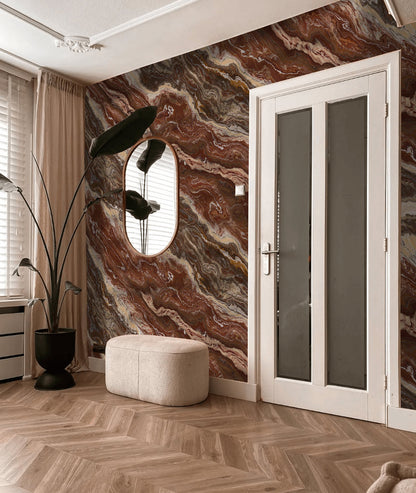 Rustic Elegance Marble Mural Wallpaper in living room