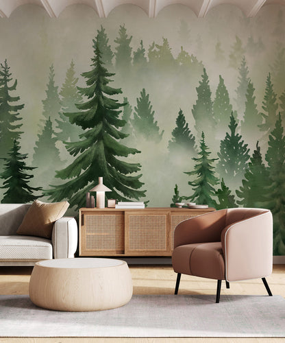 Misty Forest Escape Mural Wallpaper