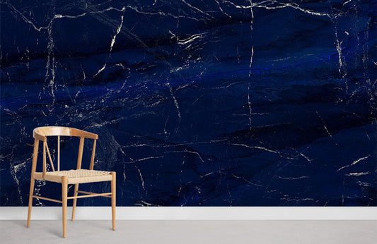 Luxurious Deep Blue Marble Mural Wallpaper