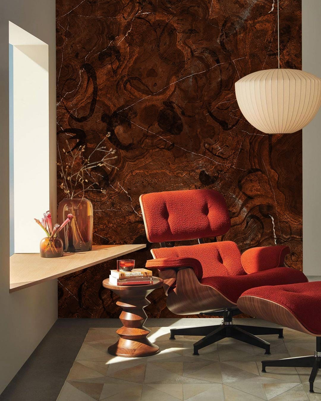 Rustic Brown Marble Effect Mural Wallpaper