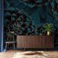 Luxurious Navy Gold Floral Mural Wallpaper