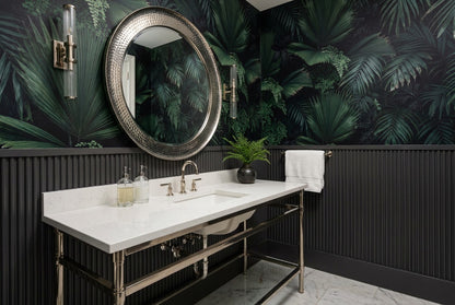 Atmospheric Green Dark Jungle Wallpaper Mural room setting