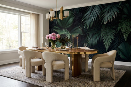 Atmospheric Green Dark Jungle Wallpaper Mural room setting