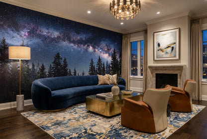Starry Milky Way Pine Forest Wallpaper Mural interior scene