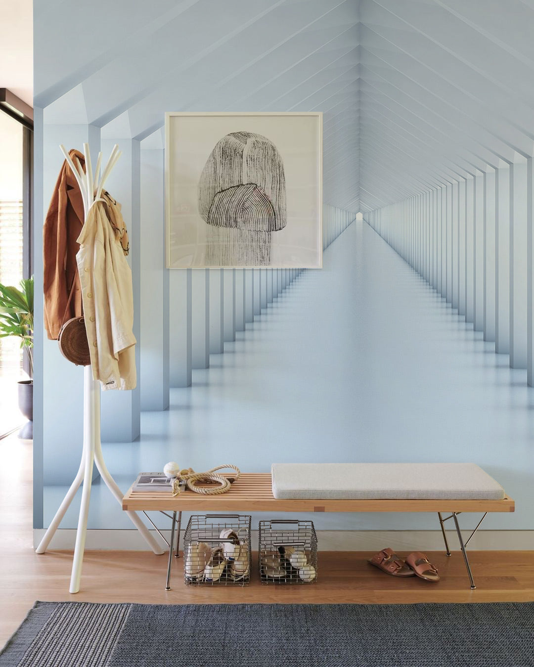 Serene Tunnel Escape Mural Wallpaper in entryway