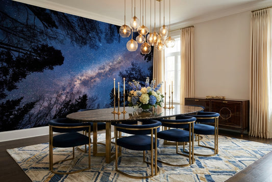 Starry Sky Pine Forest Wallpaper Mural room scene