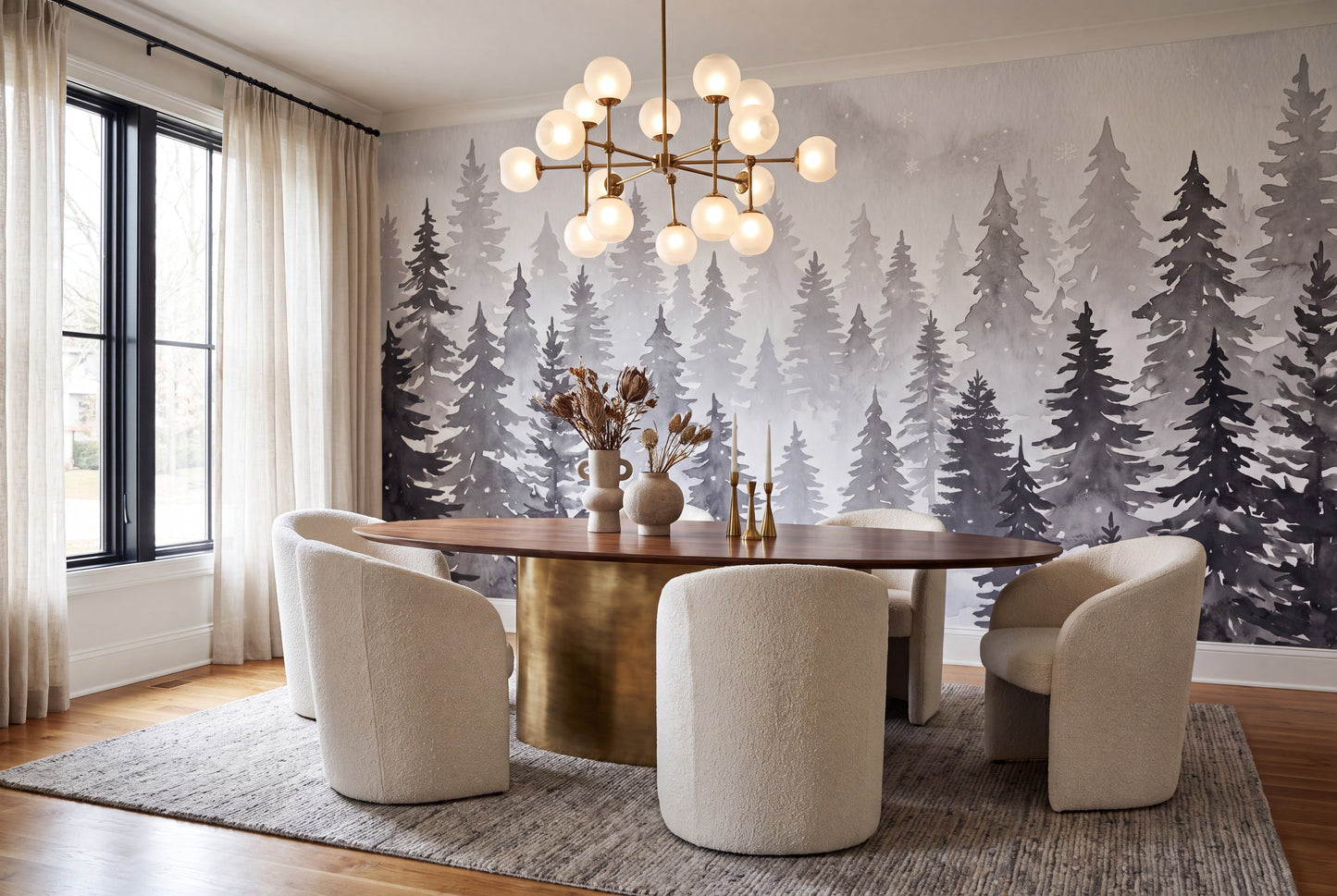 Gray Seasonal Winter Forest Wallpaper Mural