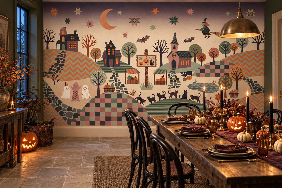 Haunted Village Halloween Wallpaper Mural - image 3
