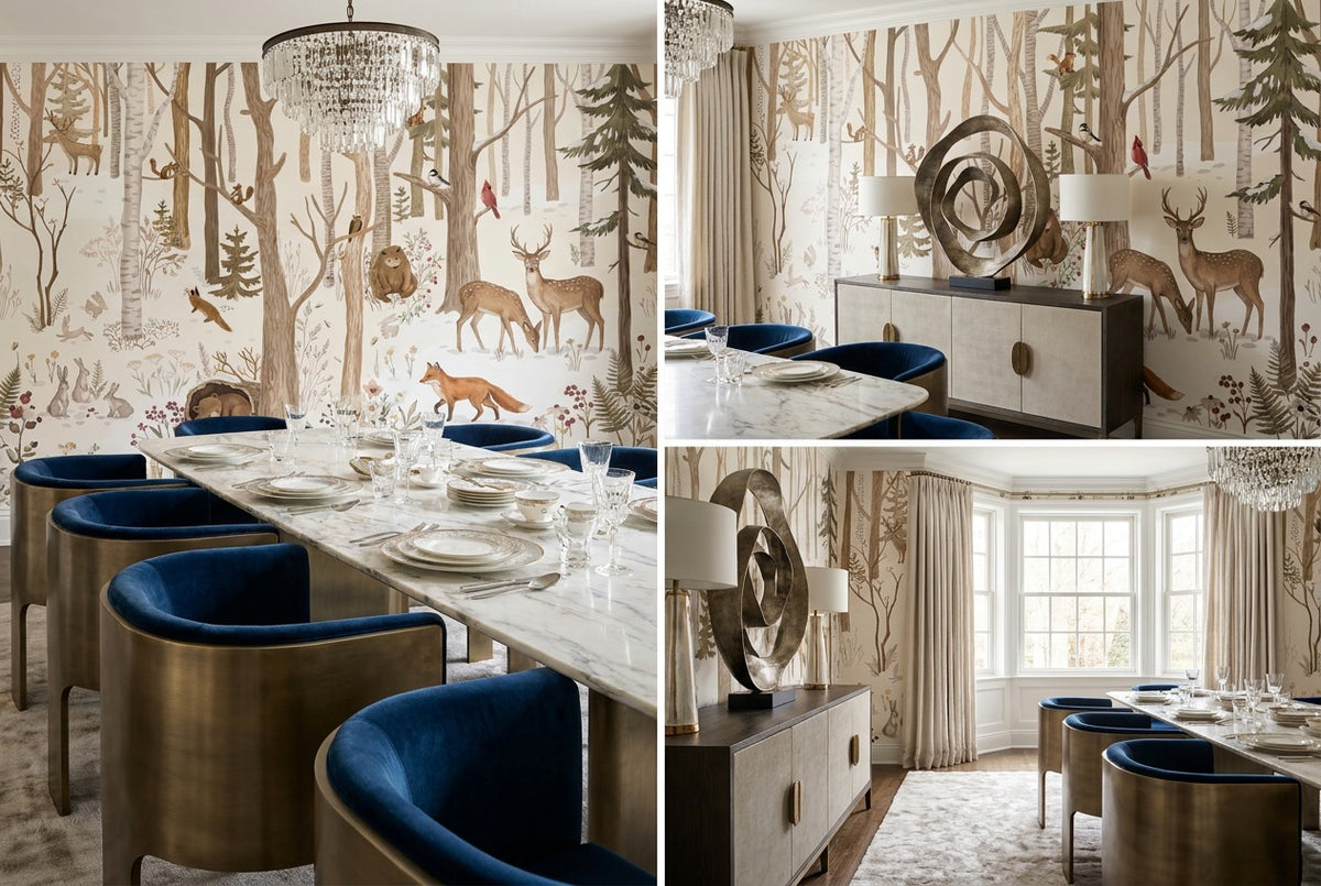 Wintry Tan Winter Forest Wallpaper Mural